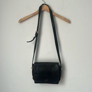Vtg Bloomingdale’s Black Leather Crossbody Handbag